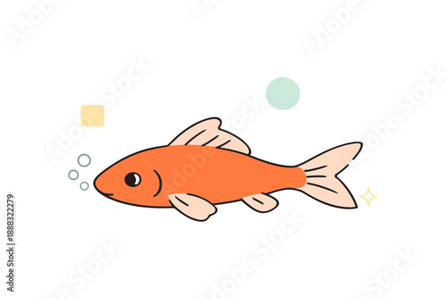 Colorful cartoon goldfish with geometric shapes