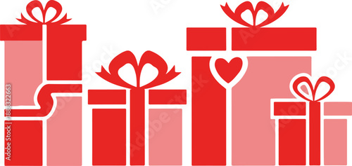 A charming collection of red and pink Valentine Gift boxes for romantic celebrations