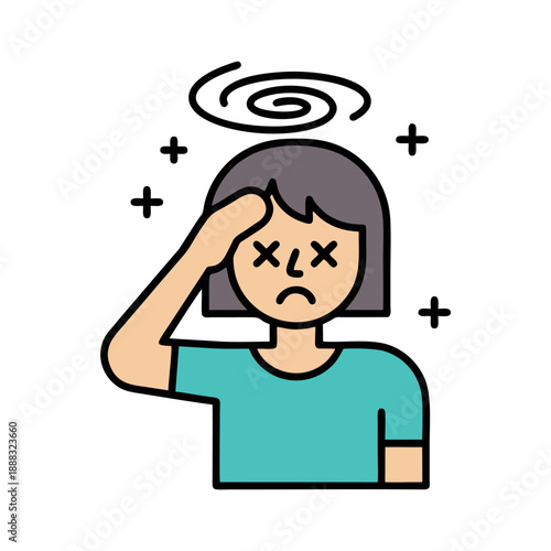 Woman Experiencing Headache and Dizziness.