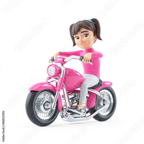 3d girl riding a motorcycle