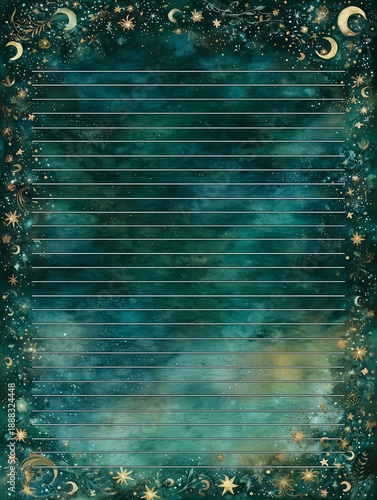 Decorative Celestial Themed Writing Paper Background
