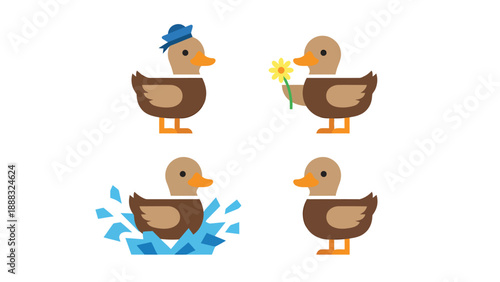 Cartoon Ducks Collection - Vector Illustration, Simple and Cute
