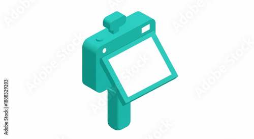 3D rendered teal street sign with blank white signboard.