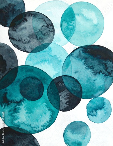 Abstract circles in teal and navy