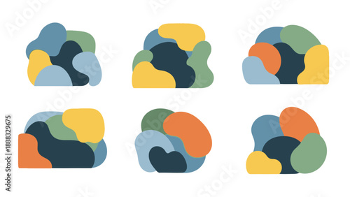 Abstract Organic Shapes Collage, Modern Design Elements, Color Palette