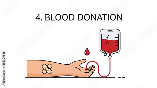 Blood Donation Concept: Arm with Bandage and IV Bag