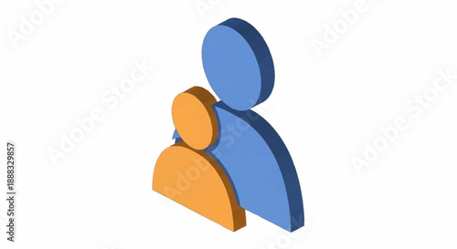 Simple icon representing two people or a team in blue and orange colors.