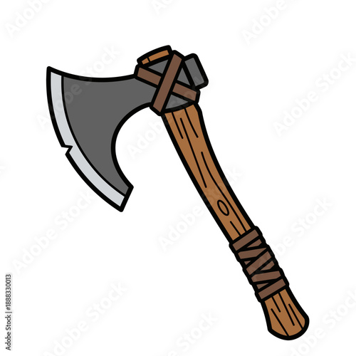 Cartoon Viking Axe Isolated on White Background