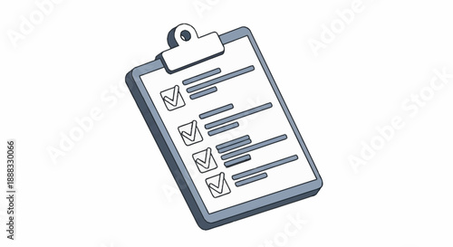 Clipboard with checklist and checked boxes on white background.