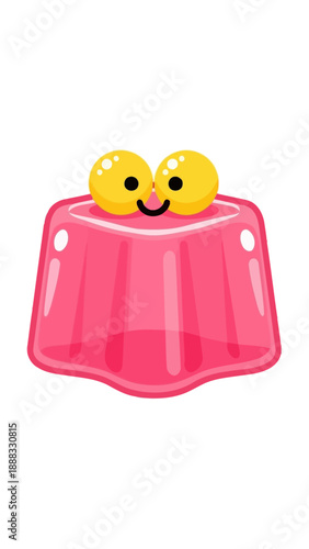 Cute Pink Jelly Character with Googly Eyes and Smiling Face