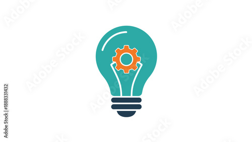 Light bulb with gear inside, symbolizing innovation, ideas, and mechanical engineering