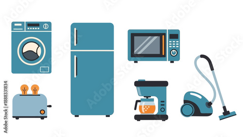 Set of modern household appliances vector illustration, flat design