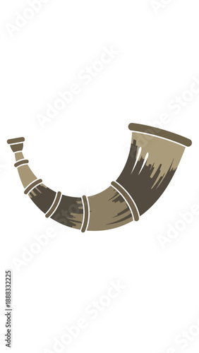 Vintage Hunting Horn Icon - Artistic Illustration