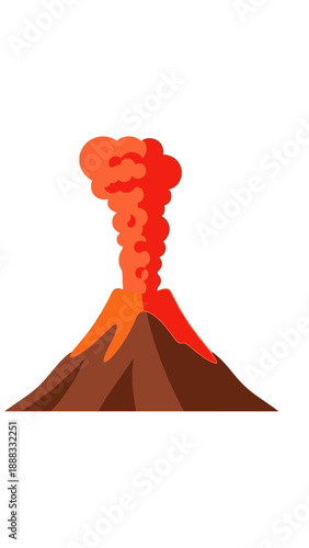 Volcano Eruption Icon - Abstract Illustration of Lava, Smoke and Ash