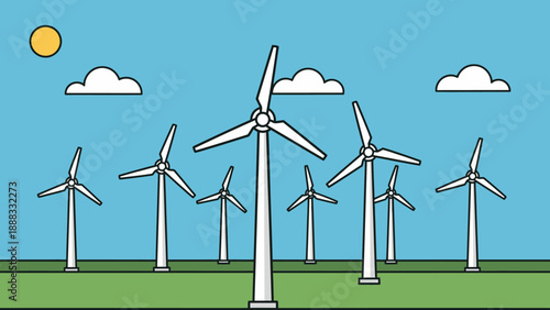Wind Turbines Generating Clean Energy Under a Sunny Sky