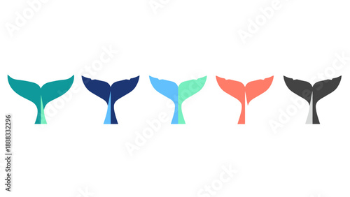 Whale Tails Collection Vector Art: Marine Life Icon Set