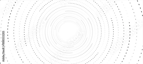 Vector dotted speed lines in vortex form. Geometric art. Segmented circle. Arc lines. Trendy design element for frame, round logo, sign, symbol, web, prints, posters, template, pattern, backdrop