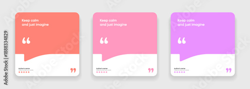 3D bubble testimonial banner, quote, infographic. Social media post template designs for quotes. Empty speech bubbles, quote bubbles and text box. Vector Illustration EPS10.