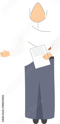 Hijab High School Student Holding Paper Illustration