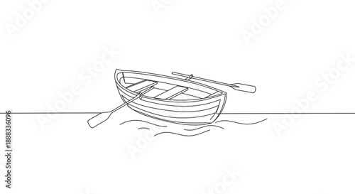 simple line drawing of a small boat floating on water