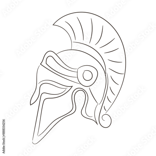 Minimalist Line Art Drawing of Ancient Warrior Helmet
