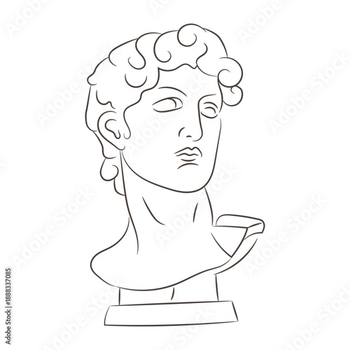 Hand Drawn Outline of Classical Greek Statue Head