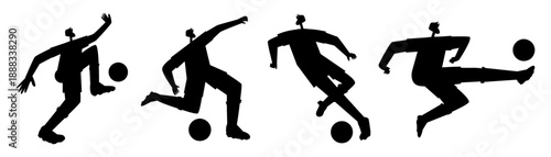 Dynamic Football Player Silhouettes Collection Showing Athletic Movement