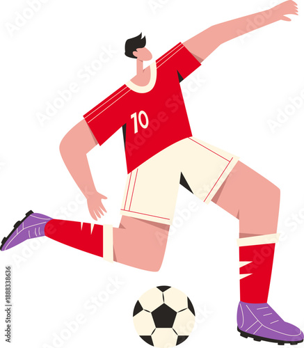 Professional Football Player Illustration Kicking the Ball During Game