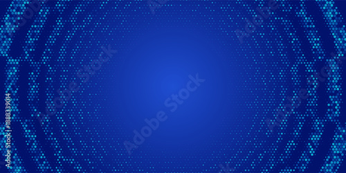 Blue glowing hexagon texture. Abstract neon hexagonal grid wallpaper. Navy honeycomb pattern backdrop. Vector modern technology, business, science, healthcare, medicine, presentation design background