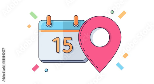 Calendar Date Marked with Pin on Specific Day Illustration