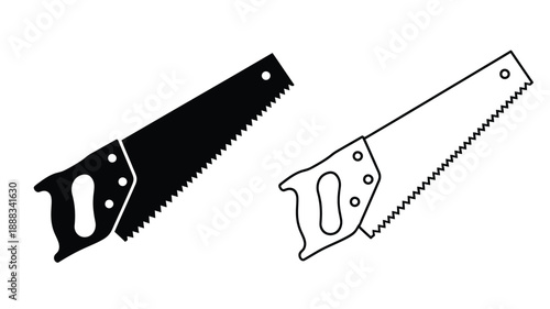 Two hand saws one black and one white depicted as a silhouette