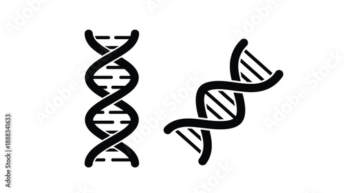 Two black dna helix structures displayed as a striking silhouette