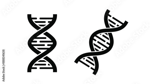 Two black dna helix illustrations simple design graphic element silhouette