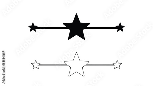 Three stars arranged horizontally with a faint outline below silhouette