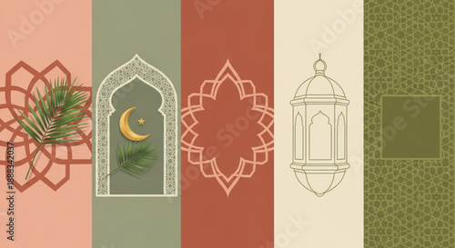Islamic geometric patterns and decorative elements for Ramadan and Eid celebrations