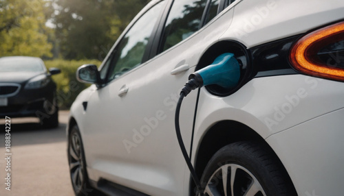 Modern electric car charging port for renewable energy generation.