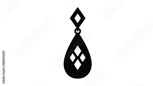 A black silhouette of a decorative earring design silhouette