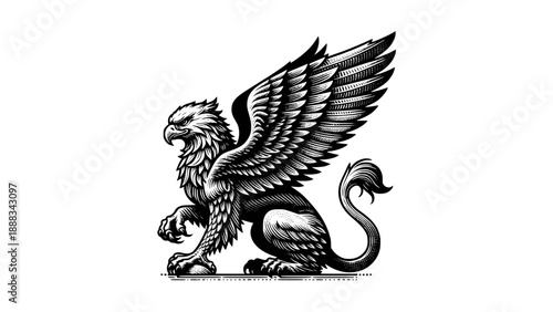 Heraldic Griffin Mythological Creature Illustration
