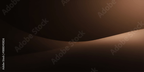 A dark brown background features glowing rays and a motion wave pattern where a light flash effect creates a textured night design with a black cosmic planet glow