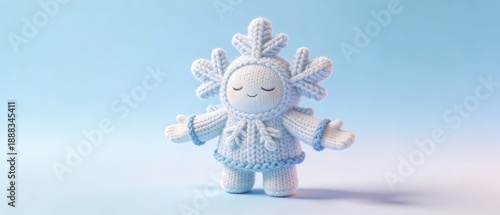 穏やかに手を伸ばす雪の結晶ニット3Dキャラクター
