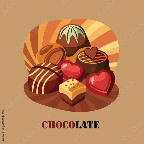 Assorted Gourmet Chocolates Assortment, Heart Shapes & Swirls, Rich Dark & Milk Chocolate, Luxury Sweet Treat Collection