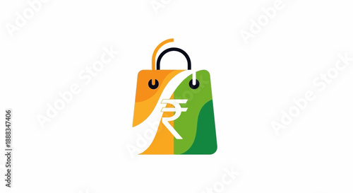 Indian vector illustration of shopping bags with rupee symbol on transparent background viewed from front in india