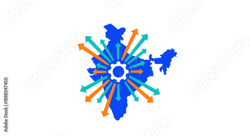 Indian vector map illustration showcasing India's diverse geography and cultural heritage in a vibrant circular pattern