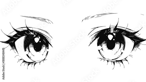 Anime close up of expressive girl eyes with detailed manga linework and emotional facial focus