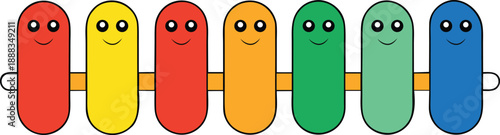 Cute Colorful Smiling Bean Friends