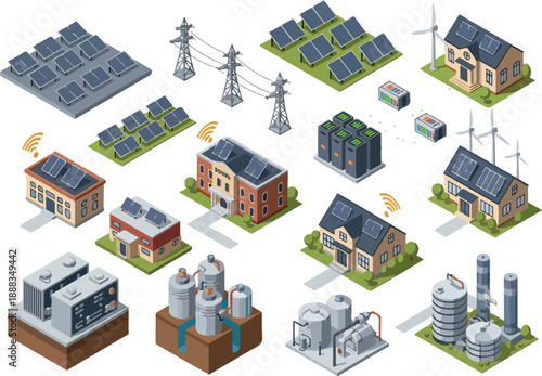 Renewable Energy Infrastructure Isometric Illustration