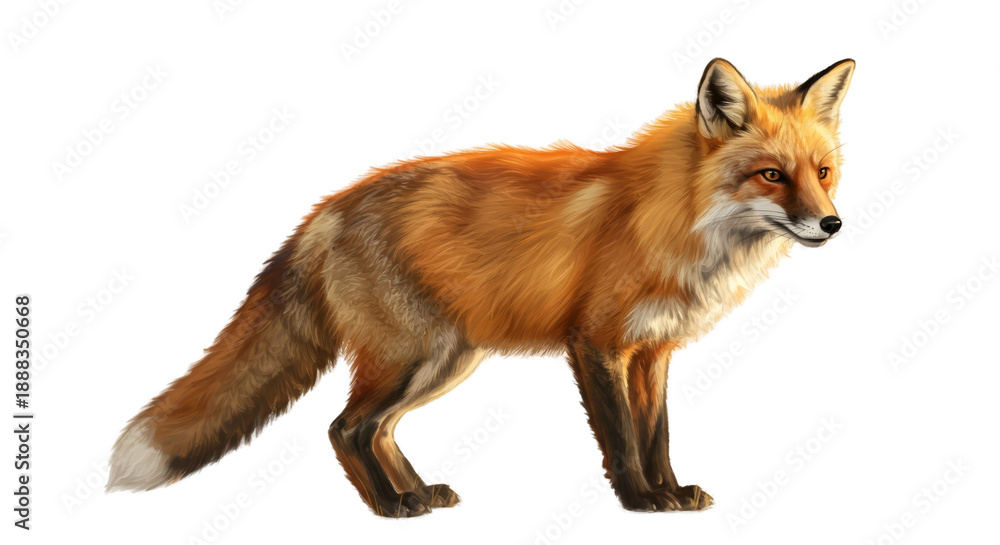 Obraz premium Realistic Fox Golden Hour Warm Light Illustration Transparent Background