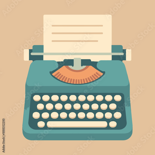 Retro Typewriter with Floating Paper