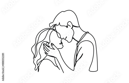 Hand drawn international kissing day Romantic couple kiss line art vector illustration illustration love sign