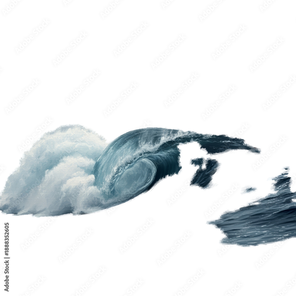 Fototapeta premium Realistic Ocean Wave Crashes Misty Blue Sky